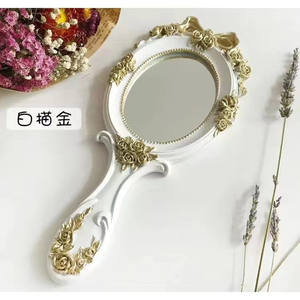 Style européen créatif rétro plume de phénix classique princesse beauté poignée miroir classique dentelle résine rétro miroir de maquillage - Product Image 6