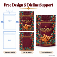 Sachets d'emballage personnalisés imprimés pour poudre de cannelle avec fermeture éclair refermable, sacs haute barrière pour épices et assaisonnements