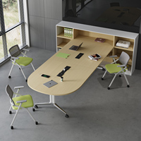 Table de conférence moderne en bois massif, réglable, pliable, écologique, de forme oblongue, mobilier de bureau, bureau à domicile, garantie de 5 ans