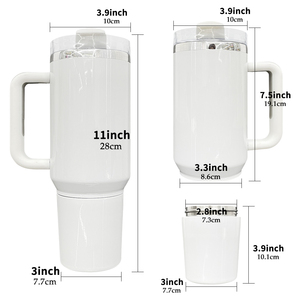 Stash nascosto in acciaio inossidabile con vano snack da 40oz tazza H2.0 con coperchio bianco a salve a sublimazione bottiglia rivestita placcata arcobaleno - Product Image 2