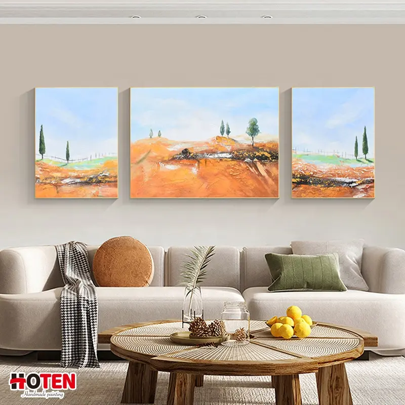 Dipinti ad olio di paesaggio arancione su tela Poster e stampe di arte della parete immagine appesa per la decorazione moderna del soggiorno