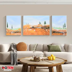 Картина маслом на холсте с изображением оранжевого пейзажа, настенный плакат и принты, подвесная картина для современного декора гостиной