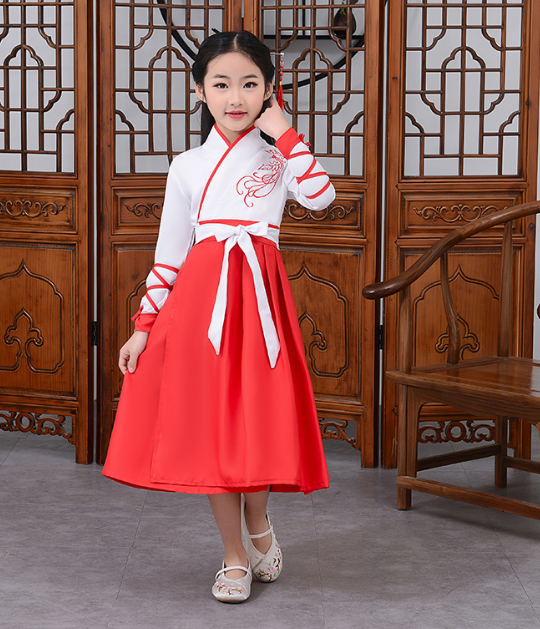 open lace back dress Red Hot Stamping Embroidery Women's Classic Chinese Style Hanfu Dress –  LolitaInside main image 1