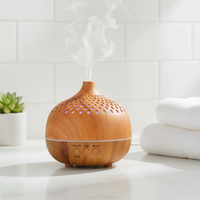 Diffuseur d'aromathérapie ultrasonique portable écologique rechargeable par USB à effet bois, humidificateur à brume froide de grande capacité