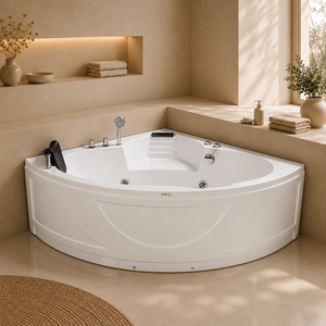 <span class=keywords><strong>Baignoire</strong></span> <span class=keywords><strong>d</strong></span>'<span class=keywords><strong>angle</strong></span> compacte en acrylique 51x51 pouces avec <span class=keywords><strong>jupe</strong></span> <span class=keywords><strong>d</strong></span>écorative et appui-tête simple - Product Image 1