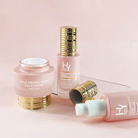 Emballage de produit de soin de la peau bouteille de lotion en verre rose dégradé de couleur personnalisée avec pompe et ensemble de récipients pour crème pour le visage