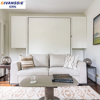 Sofá Cama Vertical Moderno con Librero Integrado, Tamaño Queen, Diseño de Madera que Ahorra Espacio, Muebles para el Hogar para Dormitorios Pequeños