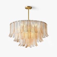 Lampe suspendue en cristal décoratif français, villa, chambre à coucher, salon, salle à manger, lustre en laiton de luxe