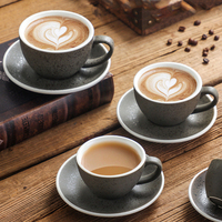 80ml/150ml/200ml Céramique Vintage Granit Tasse à Café Assiette Set Cappuccino Tasse Extra Forte Latte Latte Tasse Latte