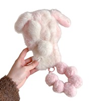 Coque de téléphone antichoc en peluche douce avec pompons oreilles de lapin, style populaire Ins, pour iPhone 17 18 Pro Max 16 Pro 15 14 13