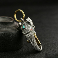 Porte-clés vintage en forme d'éléphant en cupronickel, porte-clés de voiture fait main, breloque artisanale DIY, accessoire de fabrication de bijoux, cadeau pour homme
