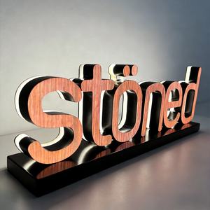 Letrero de Escritorio LED 3D Personalizado, Iluminación de Grano de Madera, Logotipo Acrílico <span class=keywords><strong>con</strong></span> Base de Metal para Decoración de Recepción Corporativa - Product Image 1