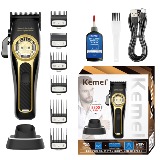 KEMEI Km-2373 Manufacturer Professional Barber Trimmer Cordless Hair Trimmer Hair Cutting Clipper With Charging Base