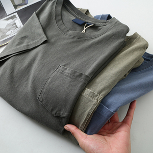 <span class=keywords><strong>T</strong></span>-<span class=keywords><strong>Shirt</strong></span> Casual da <span class=keywords><strong>Uomo</strong></span> <span class=keywords><strong>con</strong></span> Tasca 100% Cotone Vestibilità Ampia Anti-Piega Ecologica OEM - Product Image 6