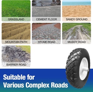 Rueda de Carretilla de 16 Pulgadas, Antipinchazos, de Poliuretano Sólido, 4.80/4.00-8, Neumáticos sin Aire de PU, Rodamientos de Bolas de 5/8 Pulgadas, Cubo Centralizado de 6 Pulgadas - Product Image 2