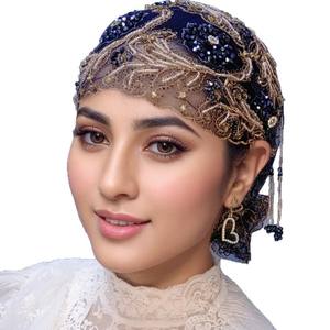 หมวกไหมพรมปักลายขนสัตว์เทียมประดับพู่ห้อยลูกปัดทรงหางปลาแบบฮุ่ย ผ้าคลุมผมแฟชั่นแบบลูกไม้ ใช้ได้ทุกฤดู - Product Image 5