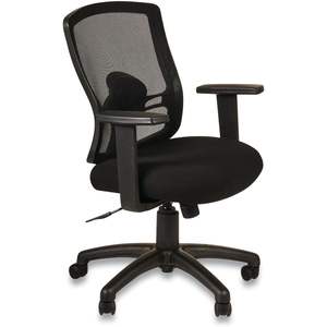 Chaise pivotante/inclinable Alera Etros Series à dossier moyen, petite, en maille noire, avec appuie-tête réglable en hauteur, moderne, en mousse, tissu, PP, aluminium, PU - Product Image 1