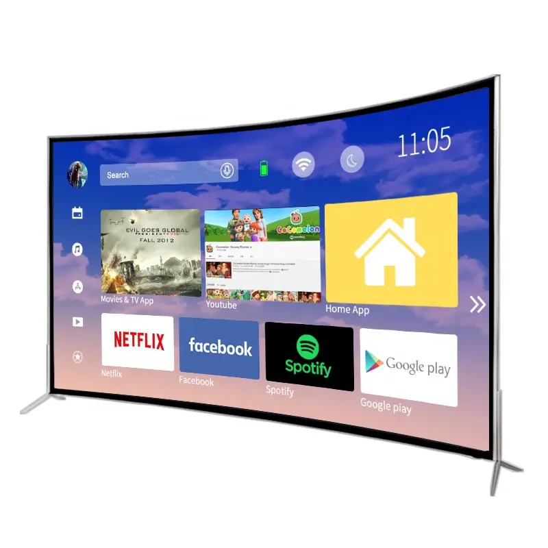 Versão mais recente 70 polegadas smart tv televisão 75 polegadas 4k curvo smart tv indoor e outdoor