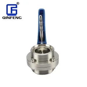 Food Grade Stainless Steel Male Butterfly Valve With Trigger Handle SMS DIN ISO 3A Hygienic Butterfly Valve