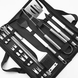 Amazon Portable Stainless Steel <b>BBQ</b> <b>Tool</b> Set 20 Pieces, Oxford Bag, Camping Outdoor <b>BBQ</b> Grill Kit - Product Image 1