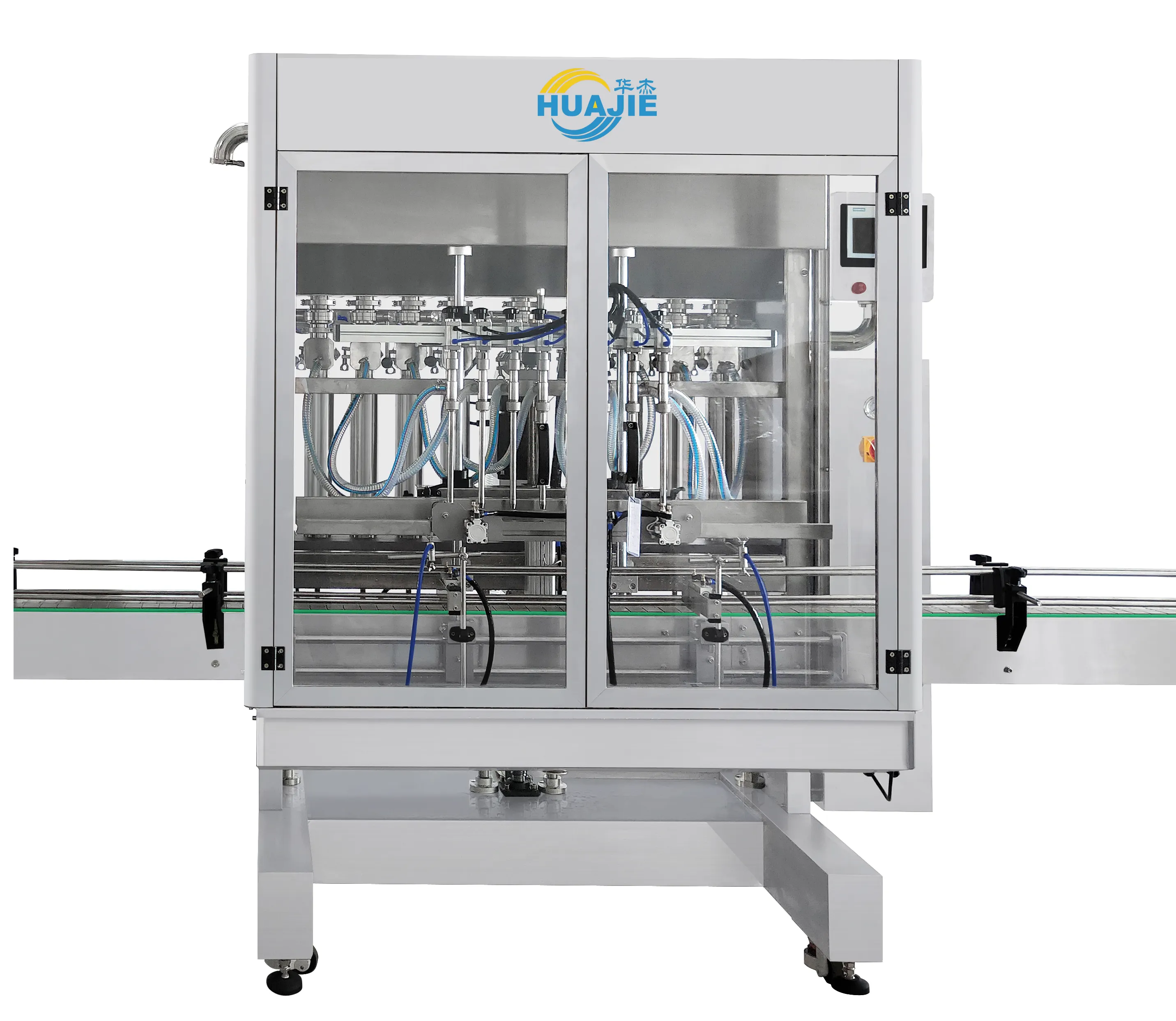 HUAJIE Hot Sale Automatic High Accuracy Piston 14 Nozzles Liquid Soap Shampoo Plastic Bottle Filling And Capping Machine