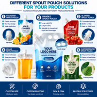 Pochettes souples transparentes personnalisées sans BPA de qualité alimentaire avec bec verseur et poignée, anti-fuite, pour jus et liquides, sacs d'emballage plastique verticaux