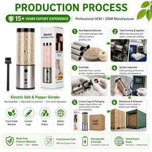 <span class=keywords><strong>Moulin</strong></span> à sel et à <span class=keywords><strong>poivre</strong></span> automatique de qualité supérieure avec noyau de broyage en céramique réglable, corps en plastique transparent pour la cuisine - Product Image 6