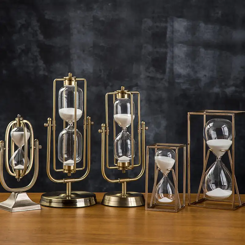 Sáng tạo kim loại đồng hồ cát hẹn giờ Châu Âu Retro văn phòng kệ sách nghiên cứu đồ trang trí trang trí đồng hồ cát hẹn giờ