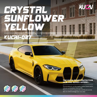 Film de protection de voiture KUCAI PET PVC jaune fluorescent brillant, film vinyle pour carrosserie automobile haute visibilité, couleur de sécurité, 1,52*17M