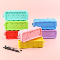 Sac à crayons portable en silicone grande capacité, étanche, avec trous, pour étudiants, pour fournitures scolaires