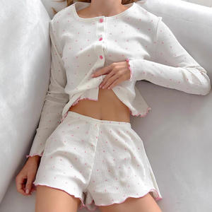 En stock Vêtements pour femmes Sexy nuisette à volants Femme Vêtements de détente Ensemble de pyjama pour filles sexy Ensemble de pyjama imprimé Vêtements de détente pour femmes Vêtements de nuit - Product Image 2