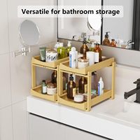 Höhenverstellbarer 2-stöckiger Badezimmer-Organizer Ausziehbarer Schrank-Organizer Bambus Unterschrank-Organizer Regal
