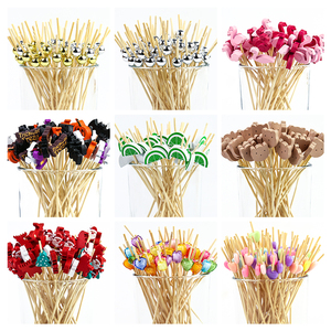Trang trí tự nhiên dùng một lần đính cườm tre trái cây bằng gỗ xiên Picks - Product Image 2