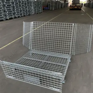 İstistackable katlanabilir katlanır Metal depolama kutusu çelik palet tel örgü kafesleri