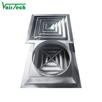 HVAC Ventilation SS 304 Diffuseur d'air 4 voies Plafond Diffuseur carré en acier inoxydable avec amortisseur