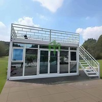 Maison modulaire préfabriquée à 2 étages avec fenêtres en verre, balcon, maison mobile en acier, hébergement