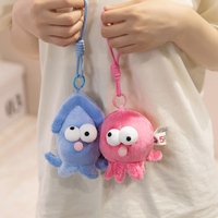 Porte-clés poisson bleu souffleur de bulles en peluche OEM ODM pour soulager le stress, breloque de sac, cadeaux