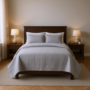 Ensemble de couette réversible gris pour lit Queen Size, motif uni, literie pour la maison toute saison - Product Image 2