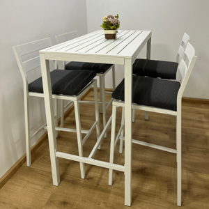 Ensemble de mobilier d'extérieur moderne en aluminium avec revêtement en poudre pour 4 personnes - Confortable pour le jardin et le parc - Product Image 1