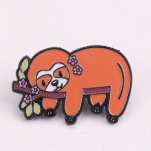 Sloth Sanctuary Pin-Pelusa cubierta de musgo con expresión Zen y hojas de brillo UV, joyería ecológica - Product Image 5