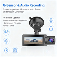 Caméra embarquée 2K à triple vision nocturne avant-intérieure-arrière avec écran tactile, enregistrement audio 3 canaux, contrôle par application et Wi-Fi intégré