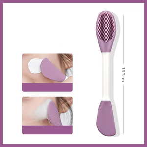 Brosse faciale en silicone 2-en-1 avec impression UV, applicateur de masque doux, spatule de maquillage réutilisable pour un nettoyage en profondeur des soins de la peau - Product Image 2