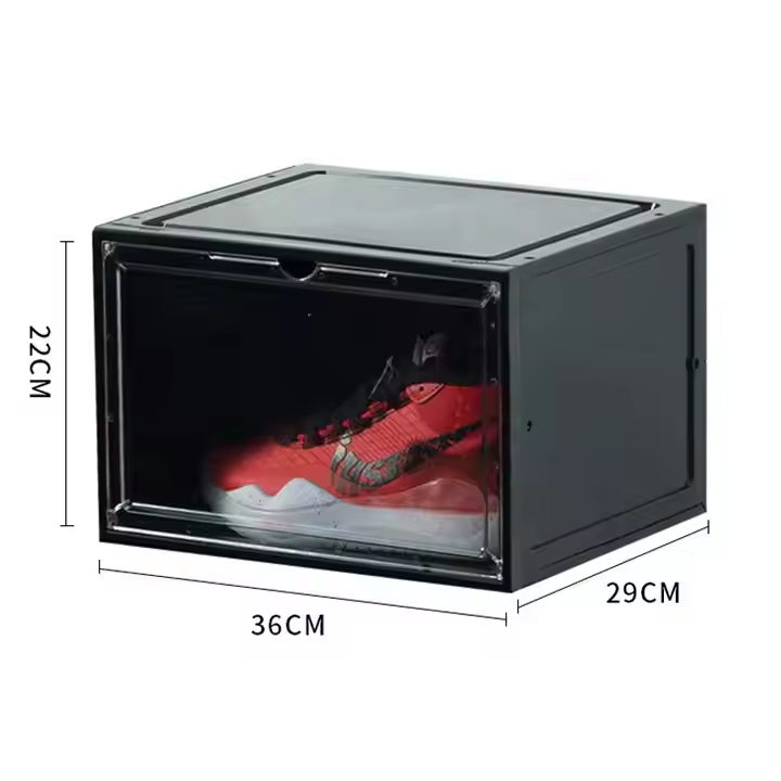 Plastic shoe organizer stackable led light shoe storage box