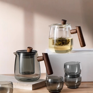 <span class=keywords><strong>Teiera</strong></span> in Vetro Borosilicato da 450ml con Manico in Legno e Infusore, Adatta <span class=keywords><strong>per</strong></span> Fornelli Elettrici e in Ceramica - Product Image 1
