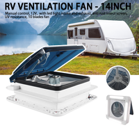 Ventilateur de toit HEYRV 280MM CE DC12V à commande manuelle avec lumière LED et couvercle fumé anti-jaunissement pour camping-car, caravane