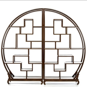 Libreria Vintage Industriale in Stile Cinese Antico, <span class=keywords><strong>Scaffale</strong></span> <span class=keywords><strong>Rotondo</strong></span> in Legno Massiccio - Product Image 1