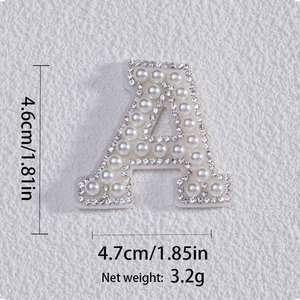 <strong>Fabric</strong> Iron-On Embroidered Sequins Pearl <strong>Letter</strong> Hot Melt and Self Adhesive Patches Triangle Shape 26 <strong>Letters</strong> for Cloth - Product Image 3