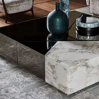 Table basse moderne en marbre blanc carré sur mesure OEM, décoration de luxe pour la maison, mobilier minimaliste pour le salon