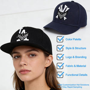 カスタム デザイン 3D 刺繍 スナップバック キャップ 5パネル ストラクチャード フラットブリム ベースボールハット ヒップホップ ダッドキャップ ロゴ刺繍入り - Product Image 3
