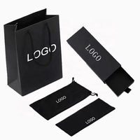 Étui de Luxe Pliant pour Lunettes de Soleil, Boîte Noire avec Pochettes en Tissu, Emballage pour Lunettes et Ensemble Boîte à Tiroir